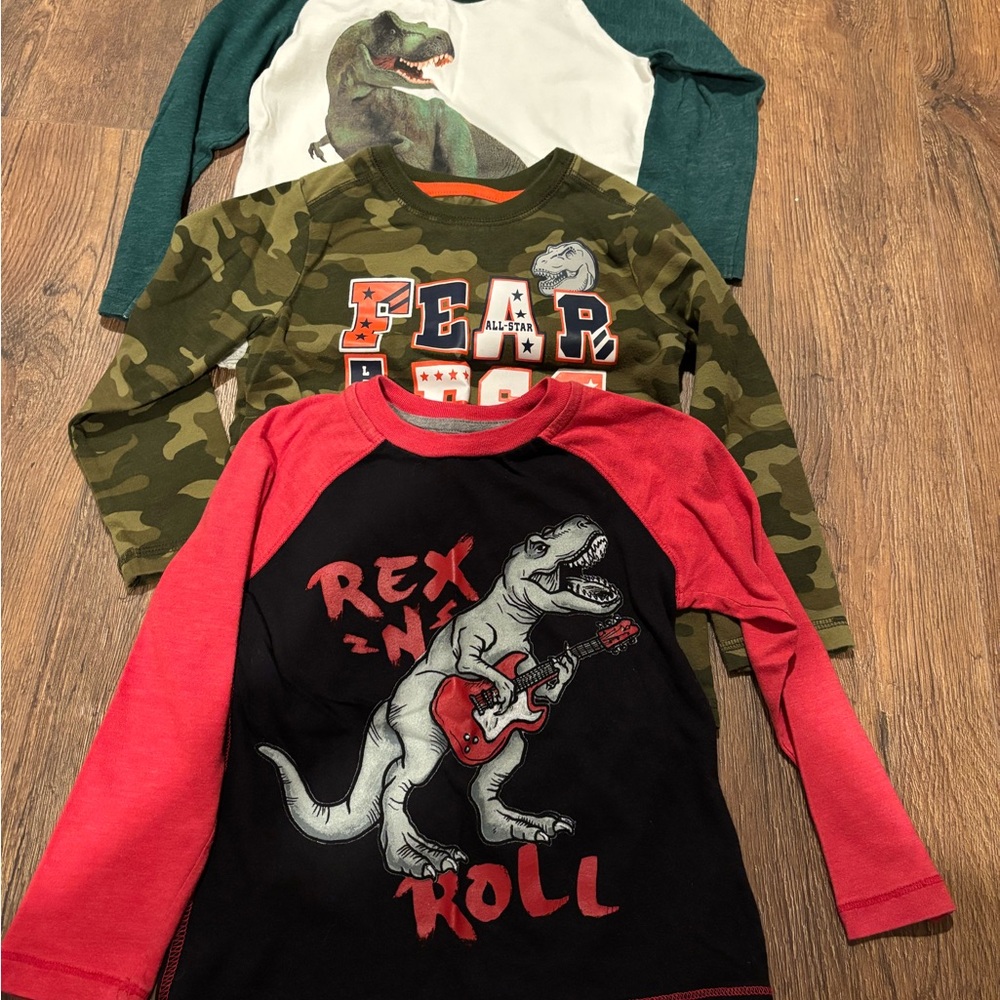 Dinosaur Graphic Kids Shirt - Red and Black